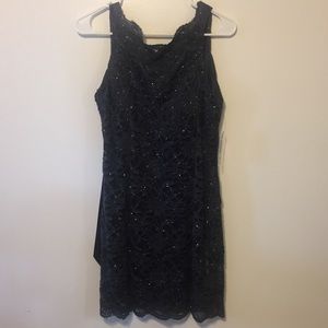 Morgan and co silver sparkle lace dress